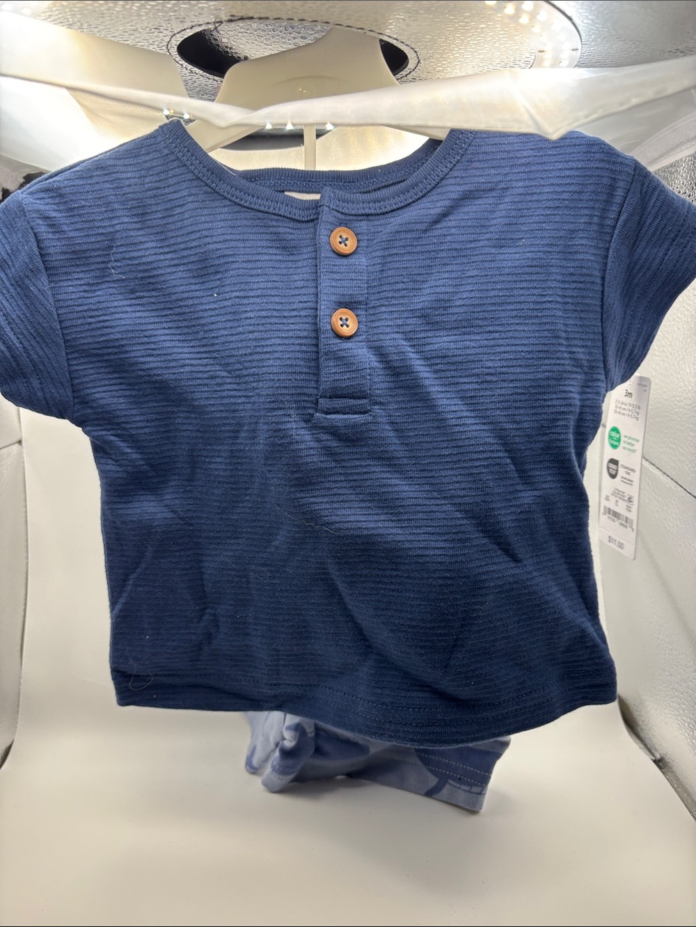 Carter's Navy Short-Sleeve Henley Tee with Button Placket